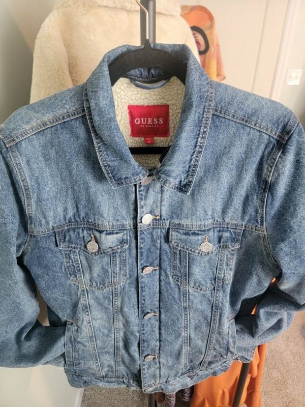 Men's Guess Sherpa Lined Jean Jacket Size Medium